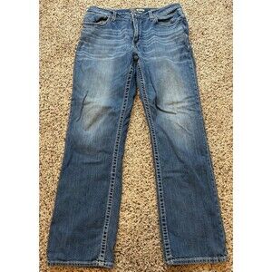BKE Buckle TYLER Jeans Men’s 36L Blue Faded Stretch Denim Straight Leg